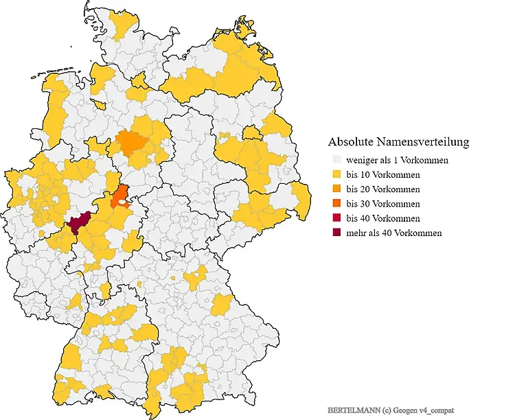Nachname Bertelmann Karte Verteilung in Deutschland