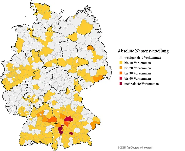 Verteilung Nachname Biber in Deutschland