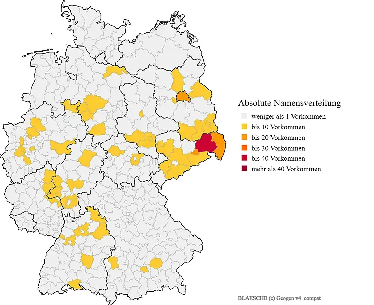 Karte Verteilung Nachname Bläsche Deutschland