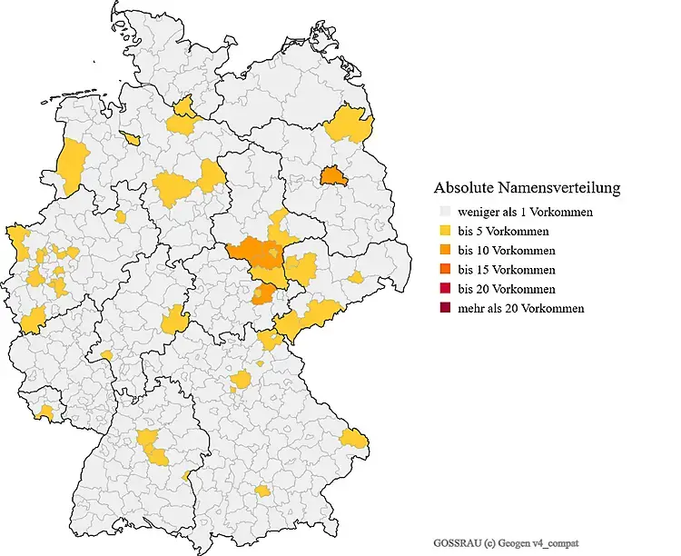 Nachname Gossrau Karte Verteilung in Deutschland