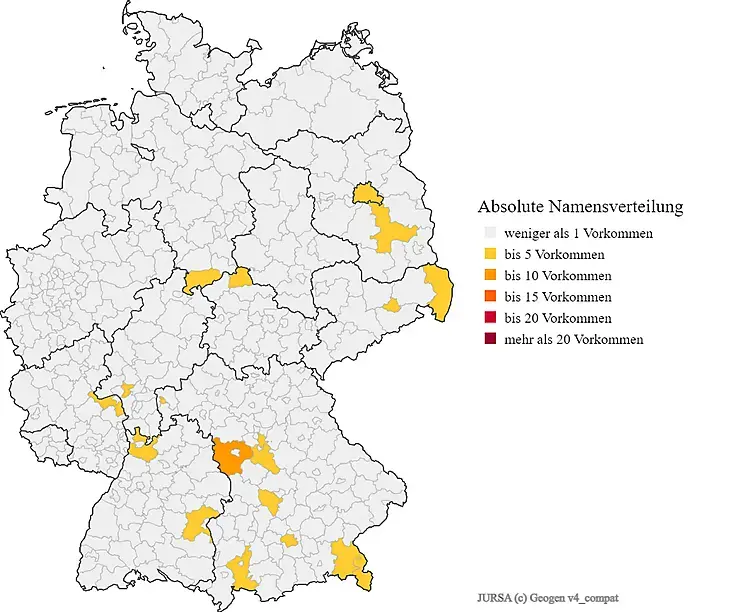 Nachname Jursa Karte Verteilung in Deutschland