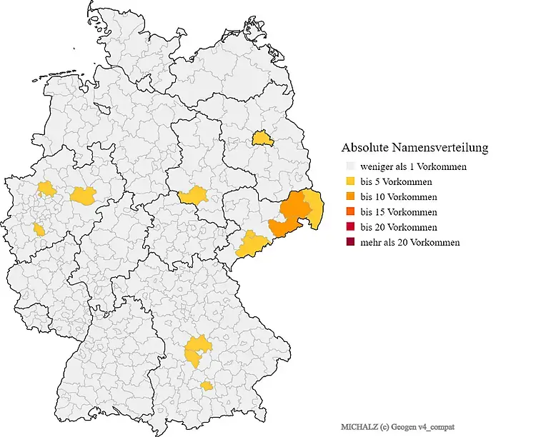 Nachname Michalz Karte Verteilung in Deutschland