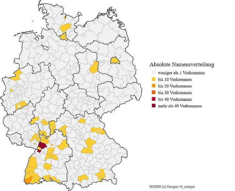 Karte Verteilung Nachname Soder Deutschland