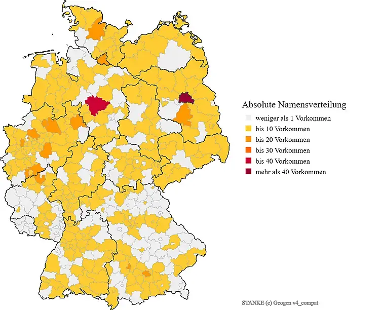 Karte Verteilung Nachname Stanke Deutschland