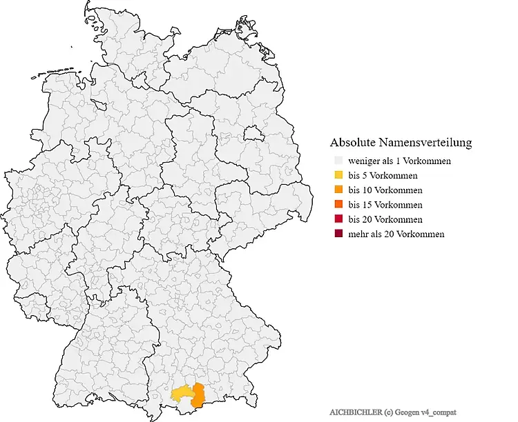 Karte Nachname Aichbichler Verteilung in Deutschland