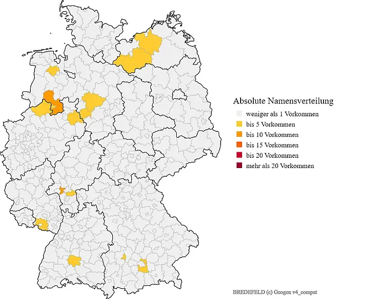 Nachname Bredefeld Karte Verteilung in Deutschland