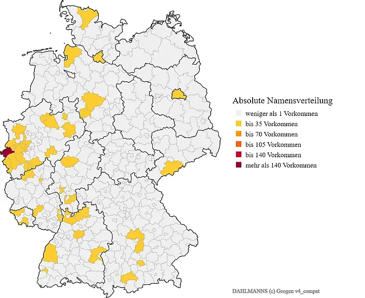 Karte Verteilung Dahlmanns in Deutschland
