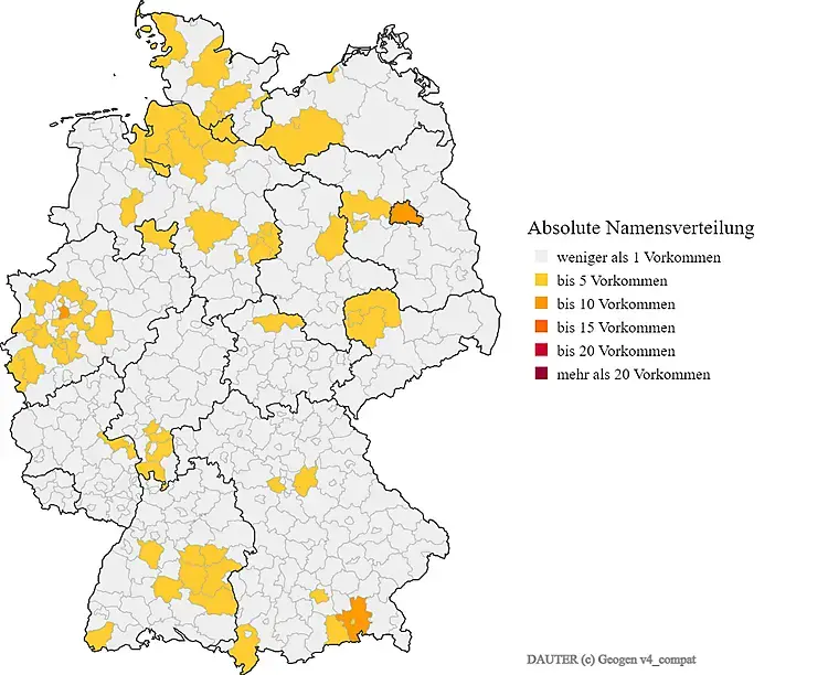 Nachname Dauter Karte Verteilung in Deutschland