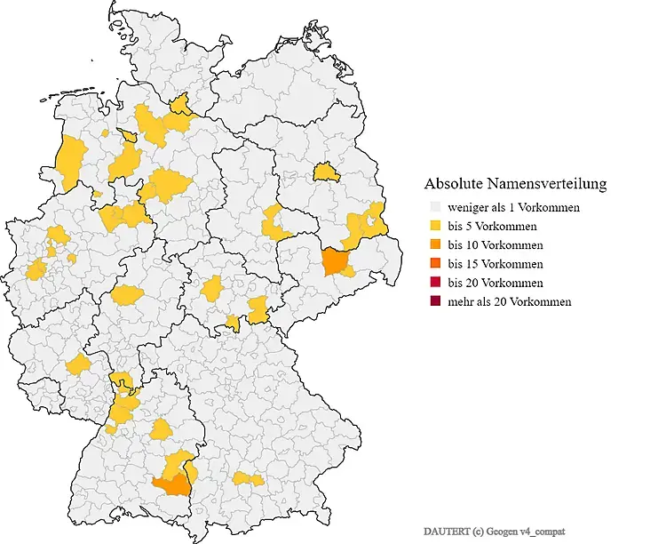 Karte Verteilung Nachanme Dautert in Deutschland