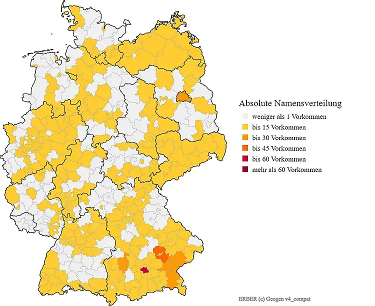 Nachname Erber Karte Verteilung in Deutschland