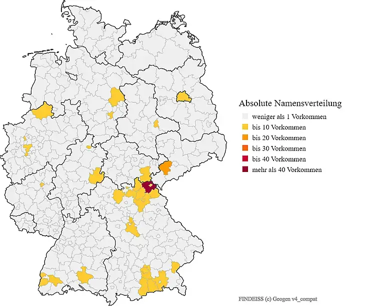 Karte Nachname Findeiss Verteilung in Deutschland