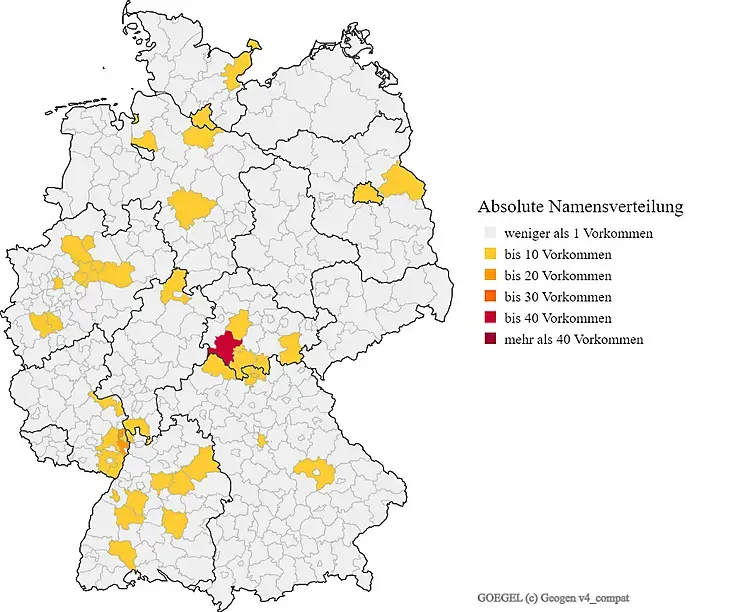 Nachname Gögel Karte Verteilung in Deutschland