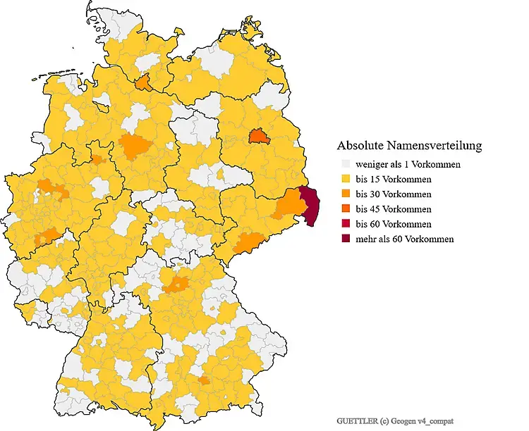 Nachname Güttler Karte Verteilung in Deutschland