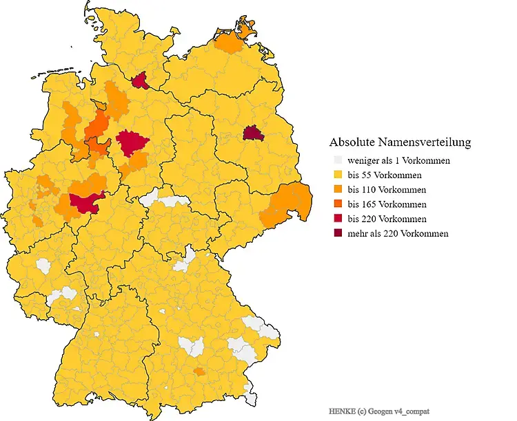 FN Henke, Karte zur Verteilung in Deutschland