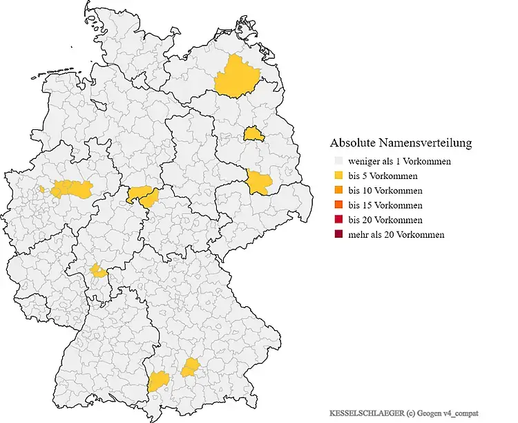 Nachname Kesselschläger Karte Verteilung in Deutschland