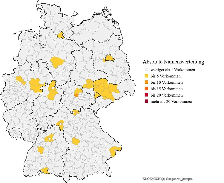 Nachname Klömich Karte Verteilung in Deutschland