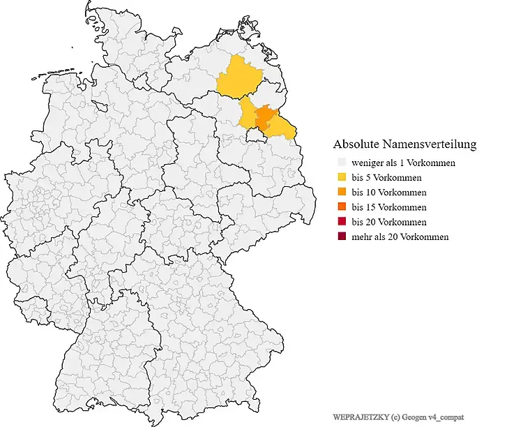 Karte Verteilung Nachname Weprajetzky Deutschland