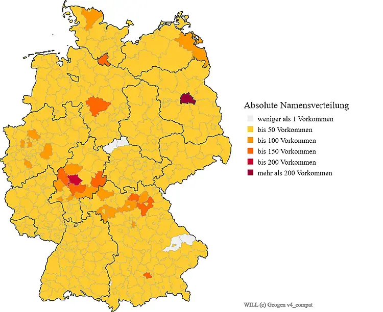 Karte Verteilung Nachname Will in Deutschland
